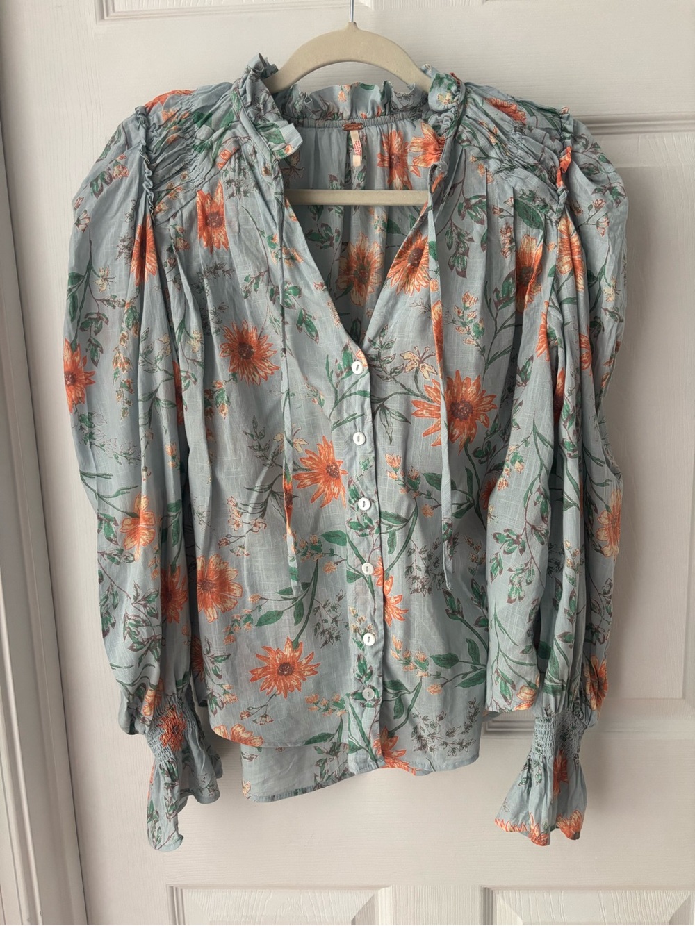 Free People Floral Cotton Blouse